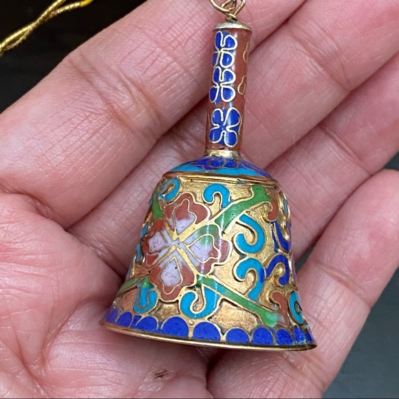 Vintage Cloisonné Champleve Miniature Collectible Bell Decor - Picture 3 of 10